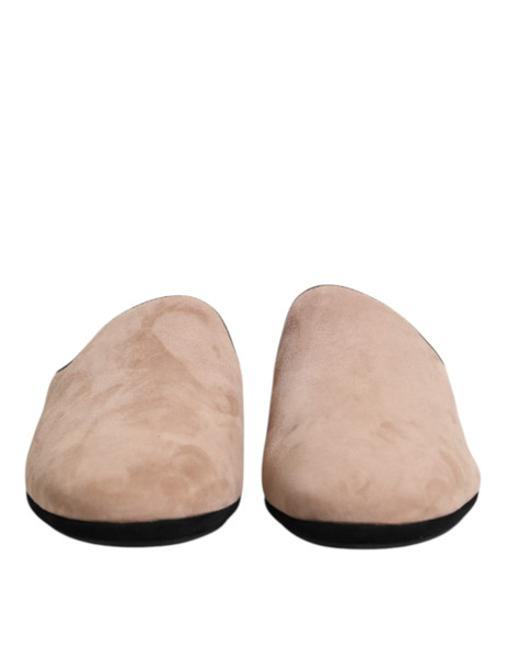 Beige Capra Suede Slides Flat Slipper Shoes Beige Capra Suede Slides Flat Slipper Shoes
