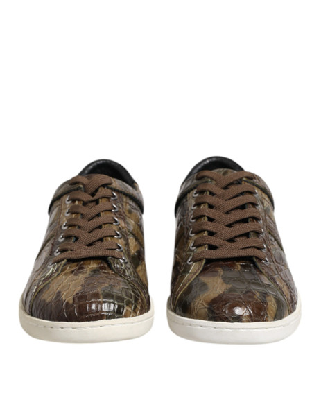 Dolce & Gabbana Brown Exotic Leather Low Top Sneakers Shoes Dolce & Gabbana Brown Exotic Leather Low Top Sneakers Shoes