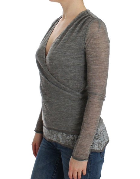 Gray Wool Blend Stretch Long Sleeve Sweater Gray Wool Blend Stretch Long Sleeve Sweater