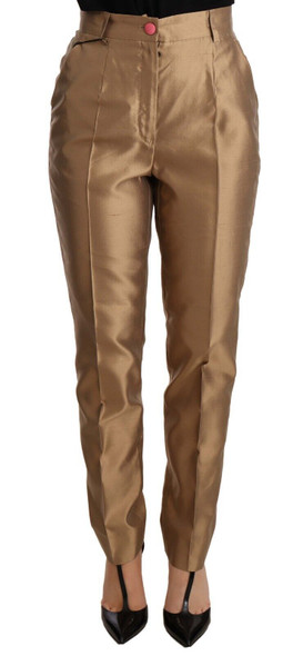 Gold Silk Tapered Trouser Metallic Pants Gold Silk Tapered Trouser Metallic Pants