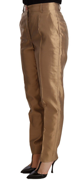 Gold Silk Tapered Trouser Metallic Pants Gold Silk Tapered Trouser Metallic Pants