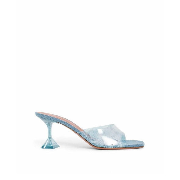 Amina Muaddi Lupita Glass Pvc Denim Mules Amina Muaddi Lupita Glass Pvc Denim Mules