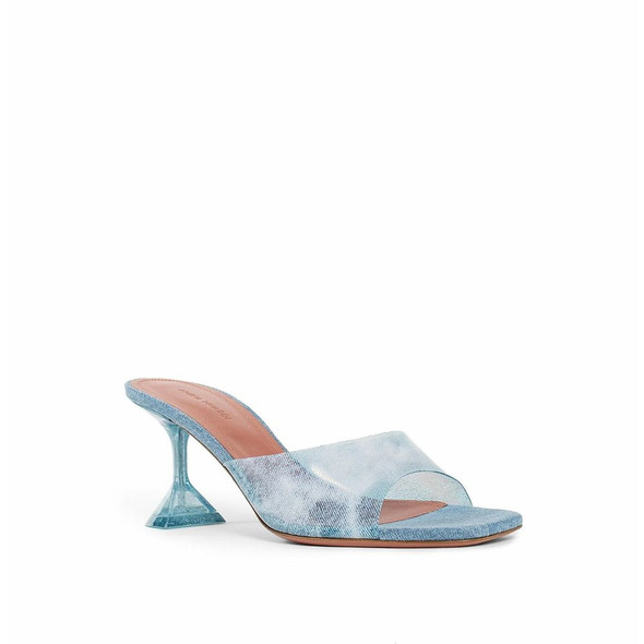 Amina Muaddi Lupita Glass Pvc Denim Mules Amina Muaddi Lupita Glass Pvc Denim Mules
