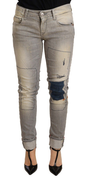 Acht Gray Cotton Slim Fit Folded Hem Women Denim Pant Acht Gray Cotton Slim Fit Folded Hem Women Denim Pant