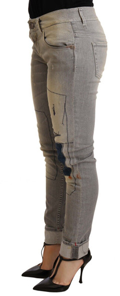 Gray Cotton Slim Fit Folded Hem Women Denim Pant Gray Cotton Slim Fit Folded Hem Women Denim Pant
