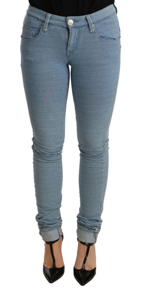 Blue Cotton Stretch Hem Slim Fit Women Denim Trouser Blue Cotton Stretch Hem Slim Fit Women Denim Trouser