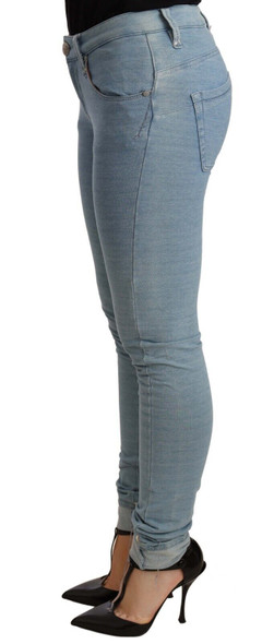 Blue Cotton Stretch Hem Slim Fit Women Denim Trouser Blue Cotton Stretch Hem Slim Fit Women Denim Trouser