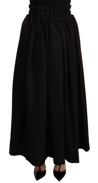 Dolce & Gabbana Black Wool High Waist Maxi PIECE Skirt Dolce & Gabbana Black Wool High Waist Maxi PIECE Skirt