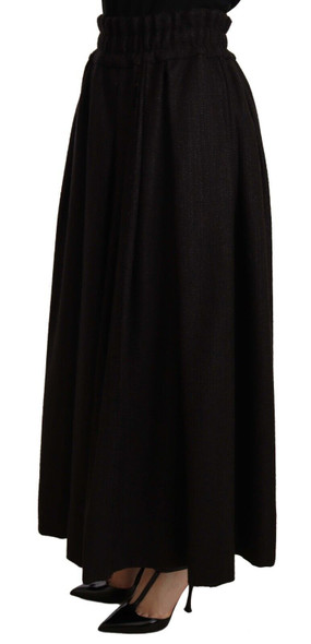 Dolce & Gabbana Black Wool High Waist Maxi PIECE Skirt Dolce & Gabbana Black Wool High Waist Maxi PIECE Skirt