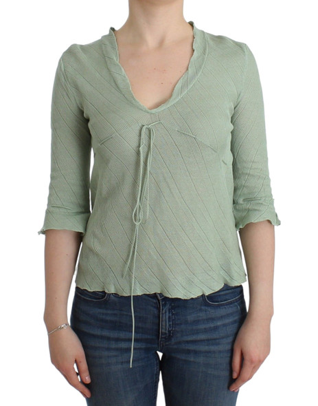 Ermanno Scervino Green Lightweight Knit Sweater Top Blouse Ermanno Scervino Green Lightweight Knit Sweater Top Blouse
