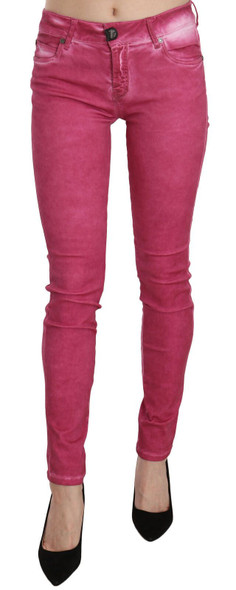 Dolce & Gabbana Pink Velvet Mid Waist Skinny Trouser Pants Dolce & Gabbana Pink Velvet Mid Waist Skinny Trouser Pants