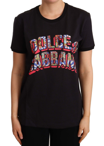 Dolce & Gabbana Black Cotton Large Print Top Crewneck T-shirt Dolce & Gabbana Black Cotton Large Print Top Crewneck T-shirt