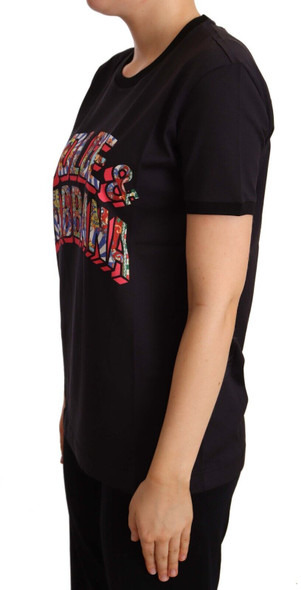 Dolce & Gabbana Black Cotton Large Print Top Crewneck T-shirt Dolce & Gabbana Black Cotton Large Print Top Crewneck T-shirt