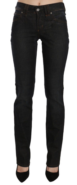Black Mid Waist Slim Fit Corduroy Denim Casual Pants Black Mid Waist Slim Fit Corduroy Denim Casual Pants