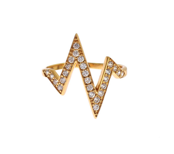 Nialaya Gold 925 Silver Womens Clear CZ 18K Ring Nialaya Gold 925 Silver Womens Clear CZ 18K Ring