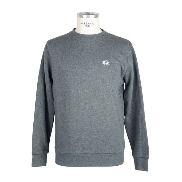 La Martina Gray Cotton Men Sweater La Martina Gray Cotton Men Sweater