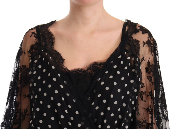 Dolce & Gabbana Black Lace Floral Polka Maxi Capri Dress Dolce & Gabbana Black Lace Floral Polka Maxi Capri Dress