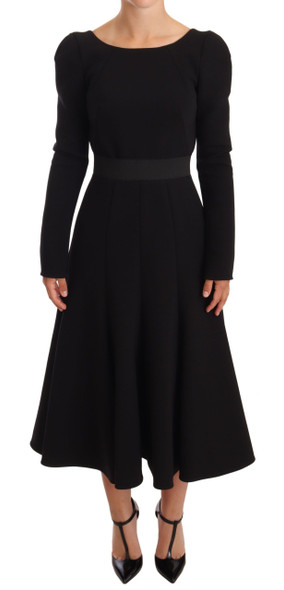 Dolce & Gabbana Black Wool Stretch Sheath Open Back Dress Dolce & Gabbana Black Wool Stretch Sheath Open Back Dress
