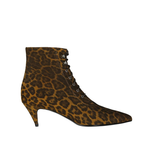 Saint Laurent Kiki Lace-Up Leopard-Print Ankle Boots Saint Laurent Kiki Lace-Up Leopard-Print Ankle Boots