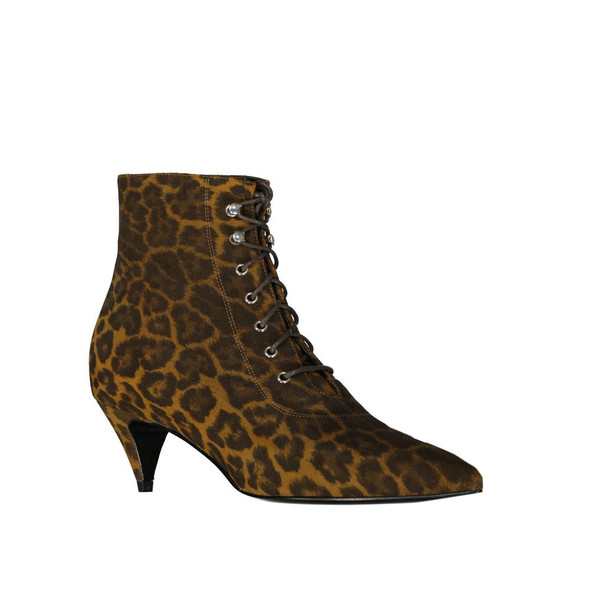 Saint Laurent Kiki Lace-Up Leopard-Print Ankle Boots Saint Laurent Kiki Lace-Up Leopard-Print Ankle Boots
