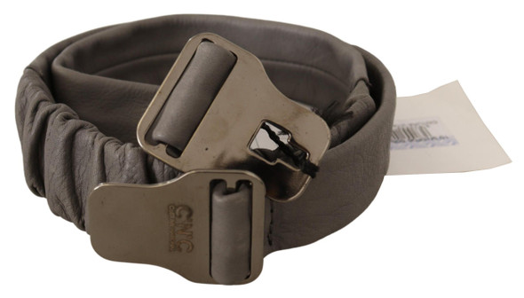 Costume National Gray Leather Silver Buckle Waist Belt Costume National Gray Leather Silver Buckle Waist Belt
