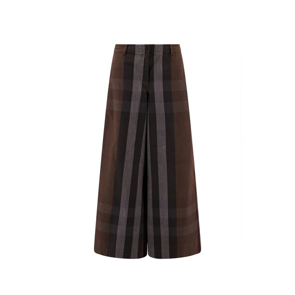 Burberry Checked Wide Leg Canvas Pants Burberry Checked Wide Leg Canvas Pants