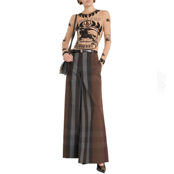 Burberry Checked Wide Leg Canvas Pants Burberry Checked Wide Leg Canvas Pants