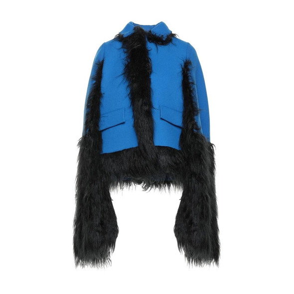 Faux Fur Trimmed Cape Jacket Faux Fur Trimmed Cape Jacket