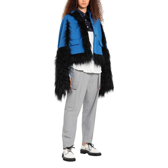 Faux Fur Trimmed Cape Jacket Faux Fur Trimmed Cape Jacket