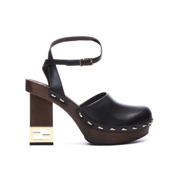 Fendi Decorative Heel Leather Pumps Fendi Decorative Heel Leather Pumps