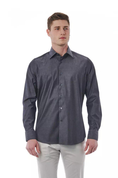 Bagutta Gray Cotton Men Shirt BA-20985 Bagutta Gray Cotton Men Shirt BA-20985