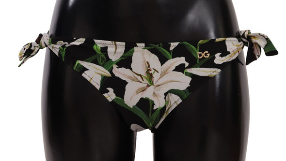 Dolce & Gabbana Bikini Bottom Black Lily Print Swimsuit Swimwear Dolce & Gabbana Bikini Bottom Black Lily Print Swimsuit Swimwear