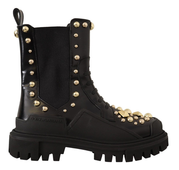 Black Leather Studded Combat Boots Black Leather Studded Combat Boots