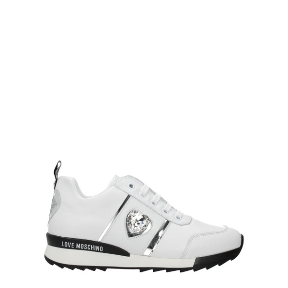 Love Moschino White Leather Low Tops Love Moschino White Leather Low Tops
