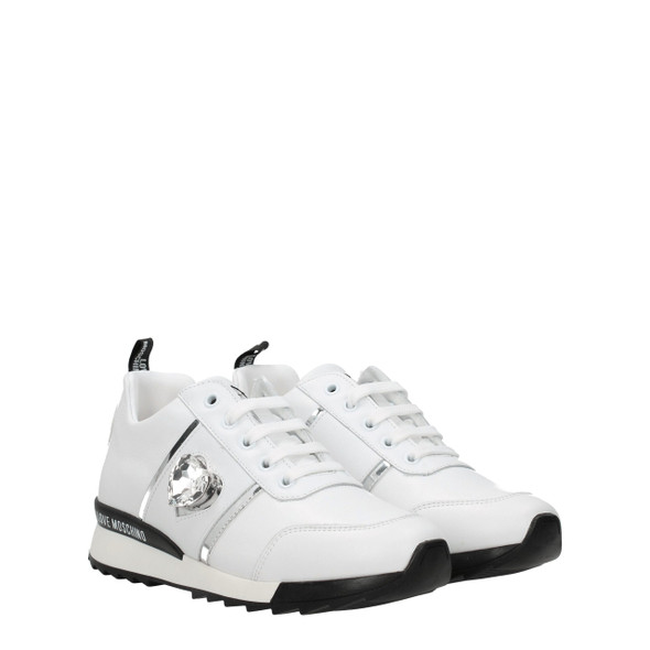 Love Moschino White Leather Low Tops Love Moschino White Leather Low Tops