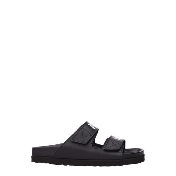 Palm Angels Black Leather Slippers Sandals Palm Angels Black Leather Slippers Sandals