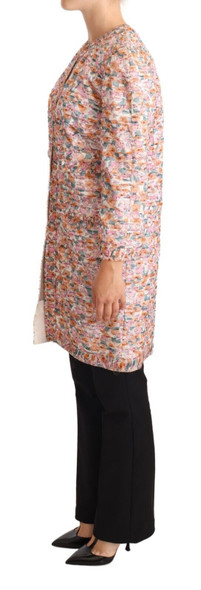 Multicolor Floral Print Silk Trench Coat Jacket Multicolor Floral Print Silk Trench Coat Jacket