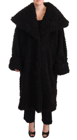 Dolce & Gabbana Black Polyester Fur Trench Coat Jacket Dolce & Gabbana Black Polyester Fur Trench Coat Jacket