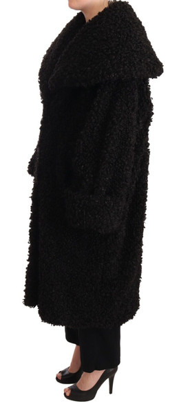 Dolce & Gabbana Black Polyester Fur Trench Coat Jacket Dolce & Gabbana Black Polyester Fur Trench Coat Jacket