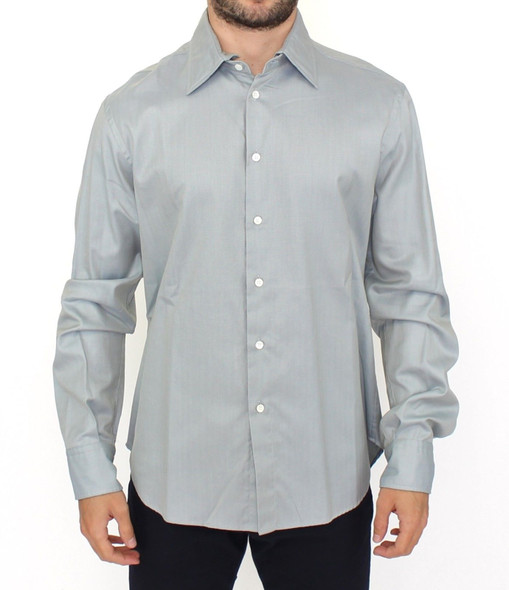 Ermanno Scervino Gray Cotton Long Sleeve Casual Shirt Top Ermanno Scervino Gray Cotton Long Sleeve Casual Shirt Top