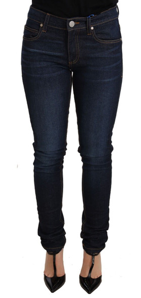 Dark Blue Cotton Low Waist Skinny Denim Jeans Dark Blue Cotton Low Waist Skinny Denim Jeans