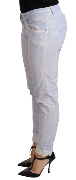 Acht Light Blue Cotton Folded Hem Denim Skinny Women Trouser Jeans Acht Light Blue Cotton Folded Hem Denim Skinny Women Trouser Jeans