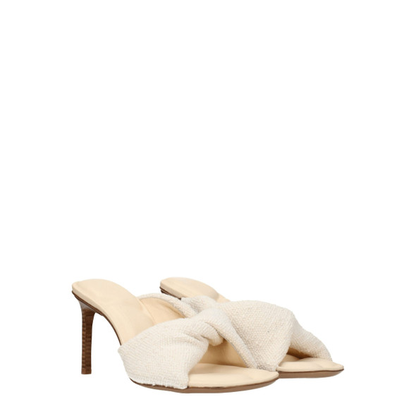 Beige Fabric Stiletto Heels Sandals Beige Fabric Stiletto Heels Sandals