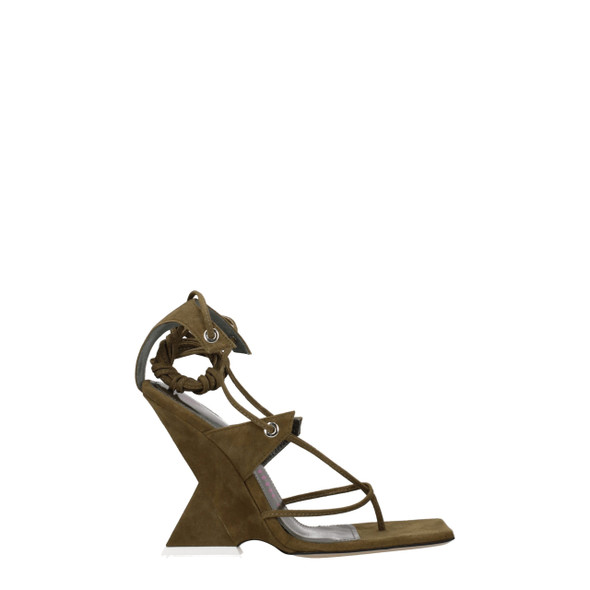 The Attico Green Leather Flip-Flop Sandals The Attico Green Leather Flip-Flop Sandals