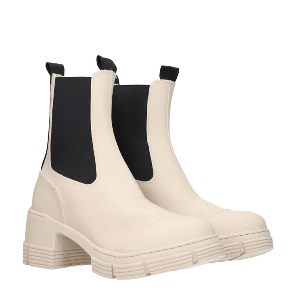 Ganni Gray Cotton Ankle Boots Ganni Gray Cotton Ankle Boots