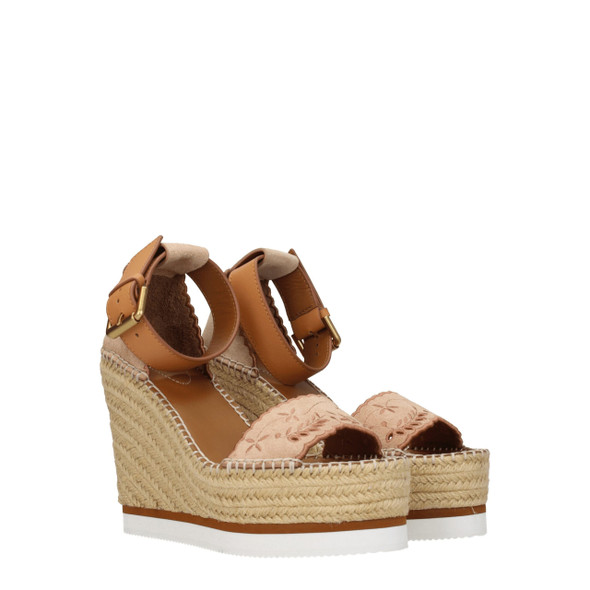 Beige Leather Wedges Sandals SE8547288776969BT Beige Leather Wedges Sandals SE8547288776969BT