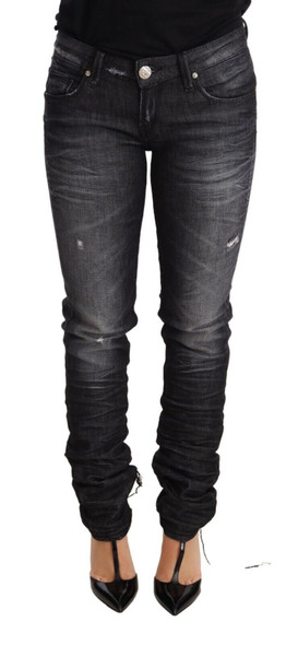 Acht Black Washed Cotton Low Waist Skinny Denim Trouser Jeans Acht Black Washed Cotton Low Waist Skinny Denim Trouser Jeans