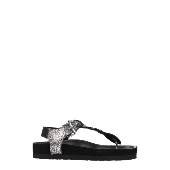 Black Leather Flip-Flop Sandals Black Leather Flip-Flop Sandals