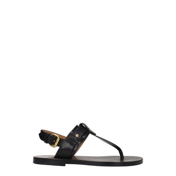 Isabel Marant Black Leather Flip-Flop Sandals IS8547291365641BT Isabel Marant Black Leather Flip-Flop Sandals IS8547291365641BT