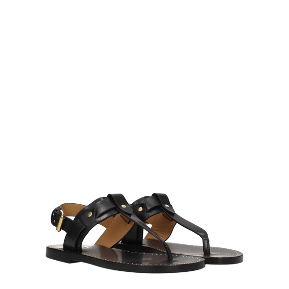 Isabel Marant Black Leather Flip-Flop Sandals IS8547291365641BT Isabel Marant Black Leather Flip-Flop Sandals IS8547291365641BT